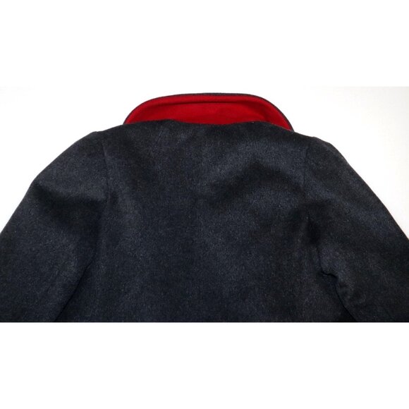 Karen Vintage Wool Coat Union Made Charcoal Red Collar 60s Mod Classic Old Money - Picture 5 of 12